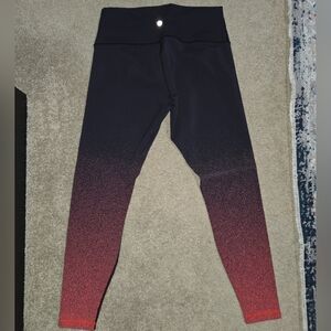 lululemon athletica Black and Red Ombre Leggings
